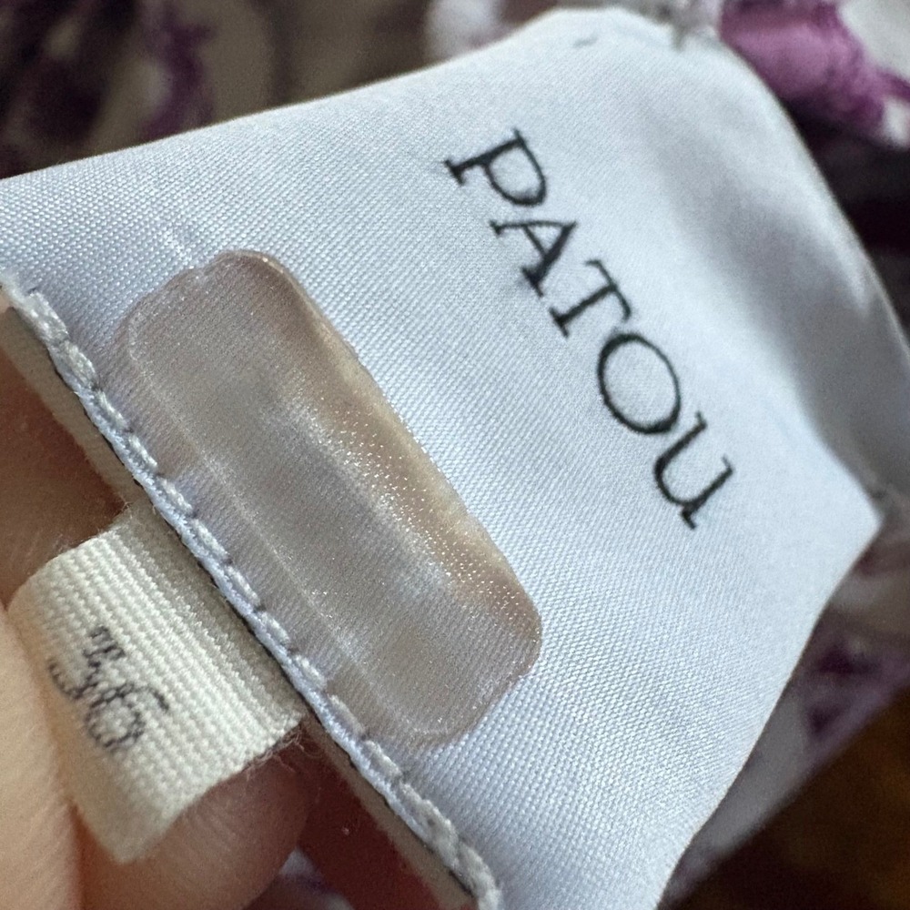 Patou White Purple Toile Flutter Sleeve Maxi Dress Size 36 or US Size 2 - Picture 14 of 14